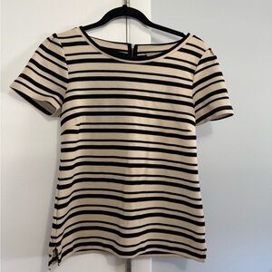 Banana republic. Striped Black and Cream Women's Top. Size small.